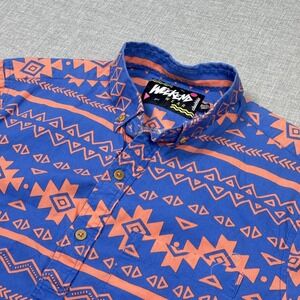Chubbies‎ Aztec Weekend Wear Shirt Men Medium Blue Orange Short Sleeve Geometric